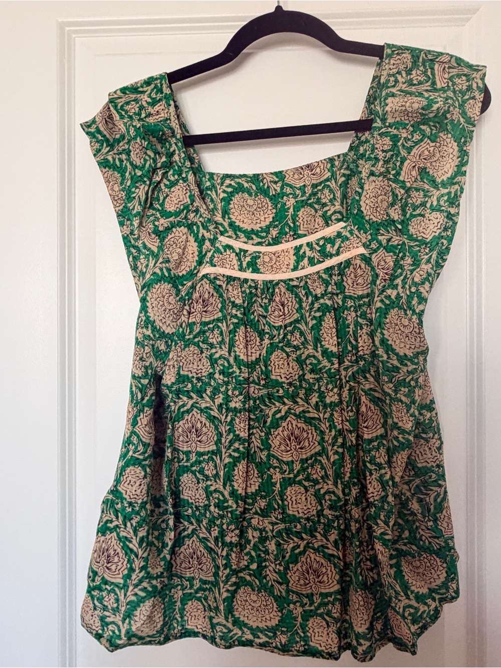 ba&sh Peio Printed Ruffled Top in Green - Picture 6 of 7